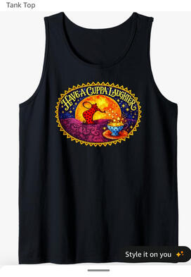 Cozy, tea, pot, humor, tank top