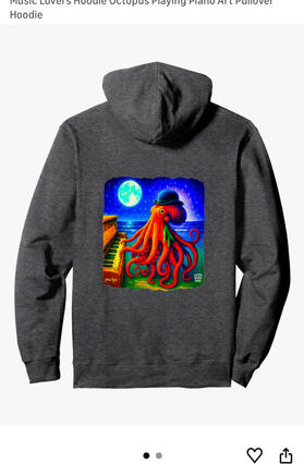 Octopus and musician lovers featuring a piano, full moon and magic critter