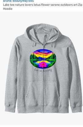 Lotus Lake hoodie Lotus Lake serene nature zip hoodie
