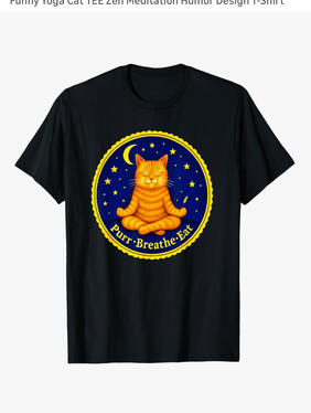 Funny, Zen cat TEE meditation pose