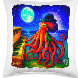 Octopus musician, fun throw pillow